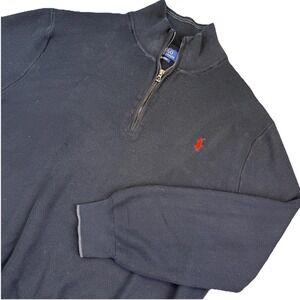 Polo Ralph Lauren Sweater Mens XXL Navy Quarter Zip Mock Neck Pullover Pony Logo